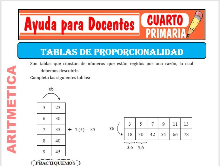 Ejercicios De Tablas De Proporcionalidad Para Primaria
