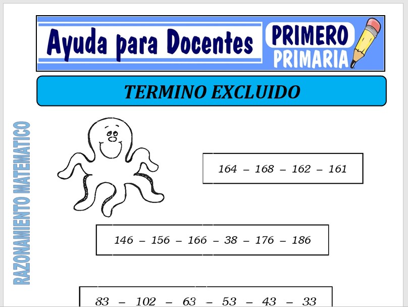 Modelo de la Ficha de Termino Excluido de Sumas y Restas para Primero de Primaria