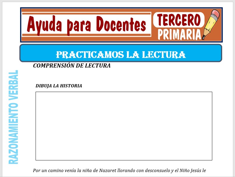 Modelo de la Ficha de Trabajemos con la Lectura para Tercero de Primaria