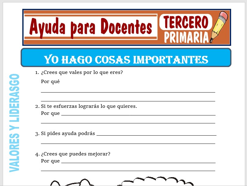 Modelo de la Ficha de Yo Hago Cosas Importantes. para Tercero de Primaria